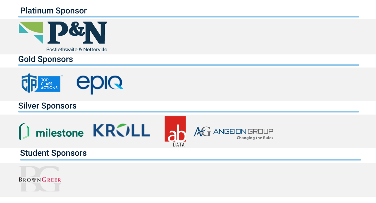 sponsor logos for the 2023 class action law forum