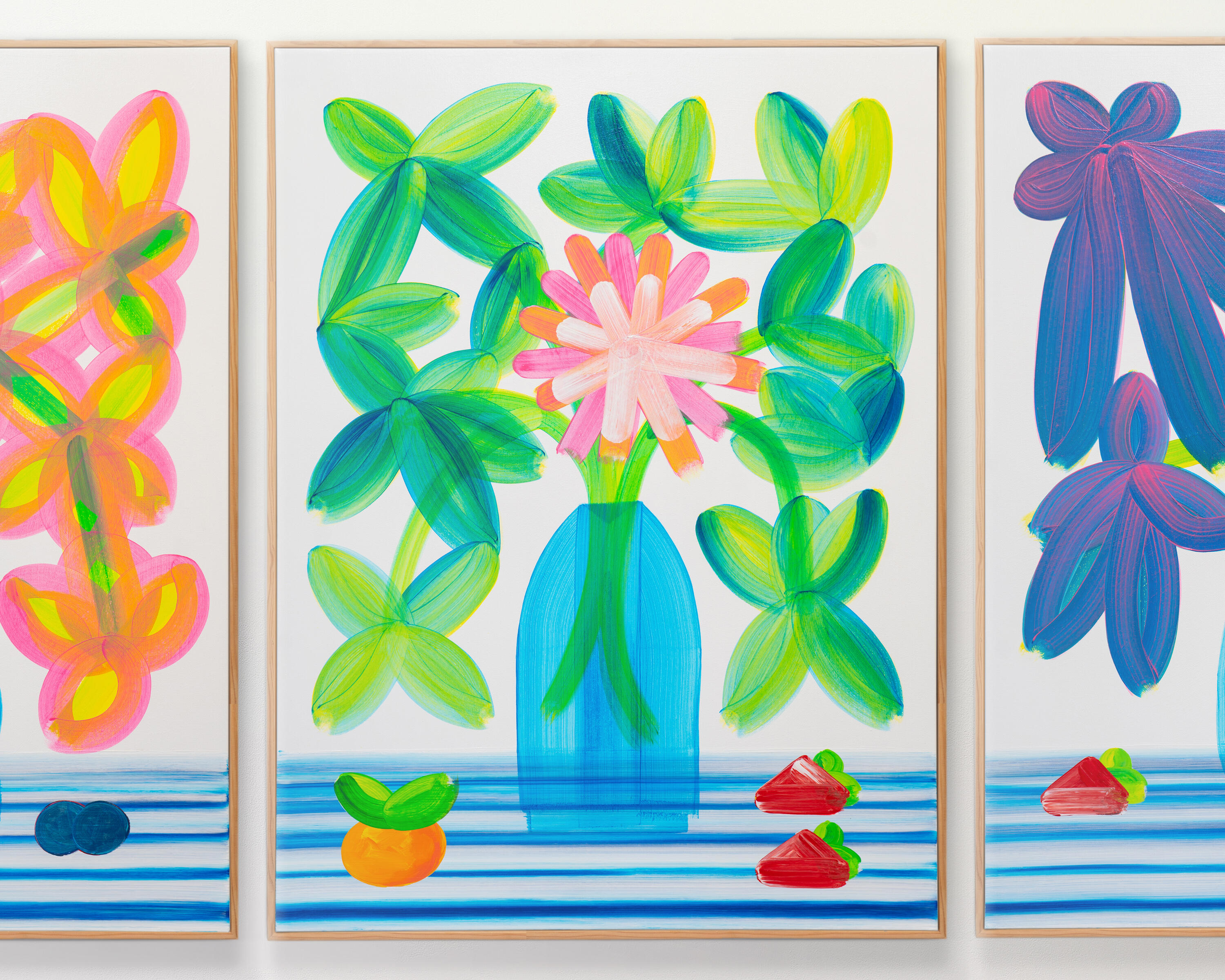 Preview of 3 floral, neon paintings by Erin D. Garcia
