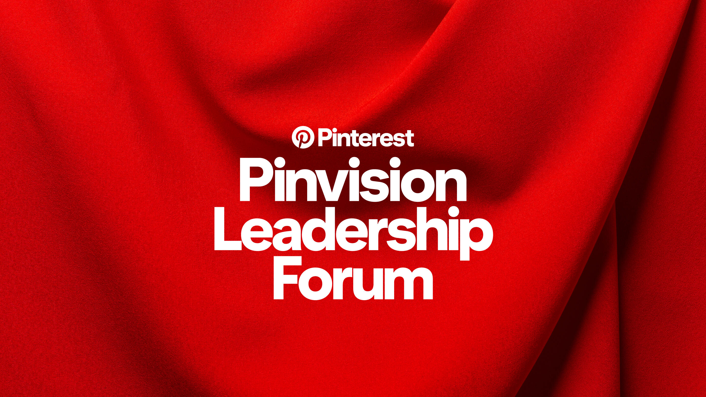 Pinterest Logo + Pinvision Leadership Forum logo on red fabric background