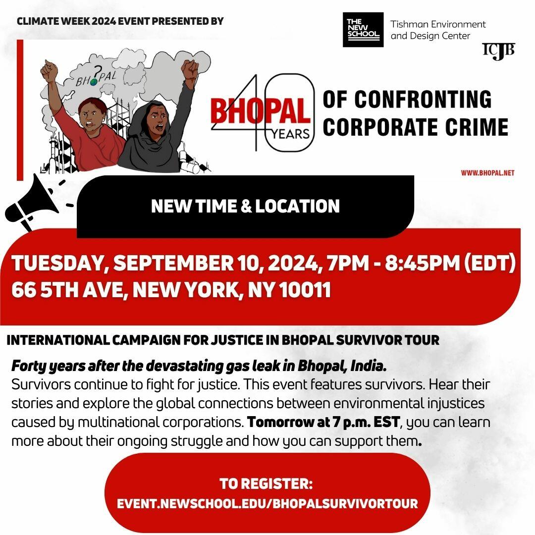There is red text that that says "Bhopal" superimposed over the number 40 and the word "years" attached to the number.