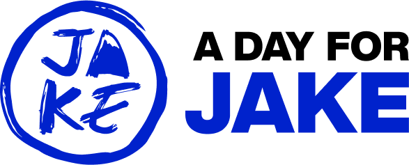 Blue and Black Text logo reads "A DAY FOR JAKE"