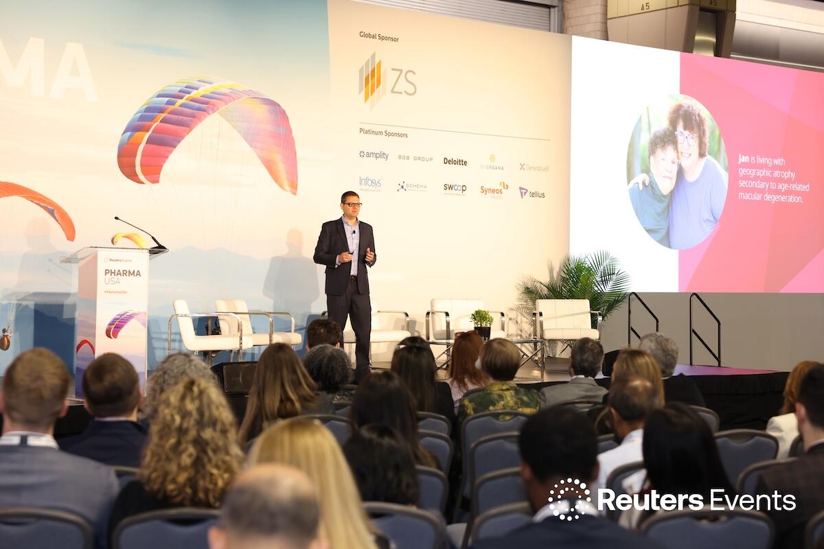 Speaker onstage at Pharma USA 