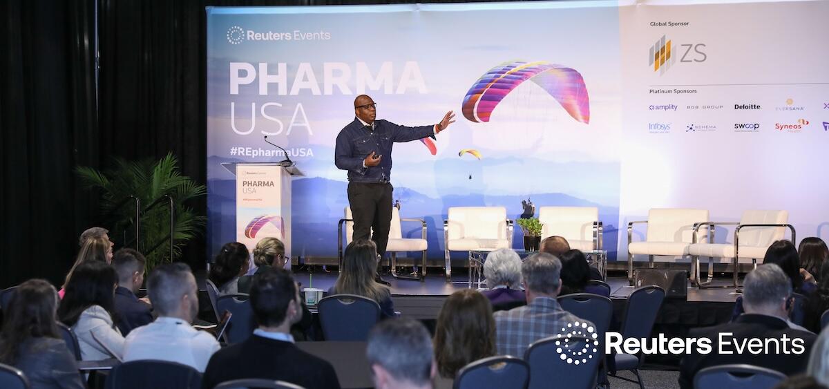 Speaker onstage at Pharma USA