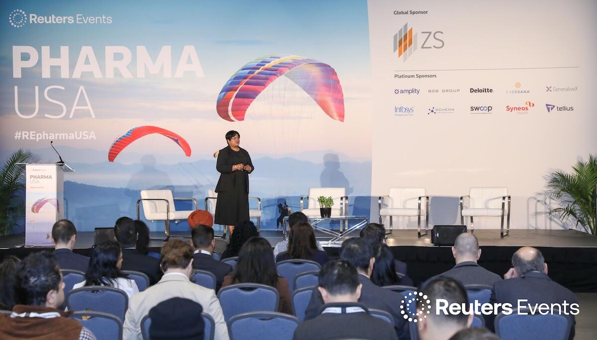 Speaker onstage at Pharma USA