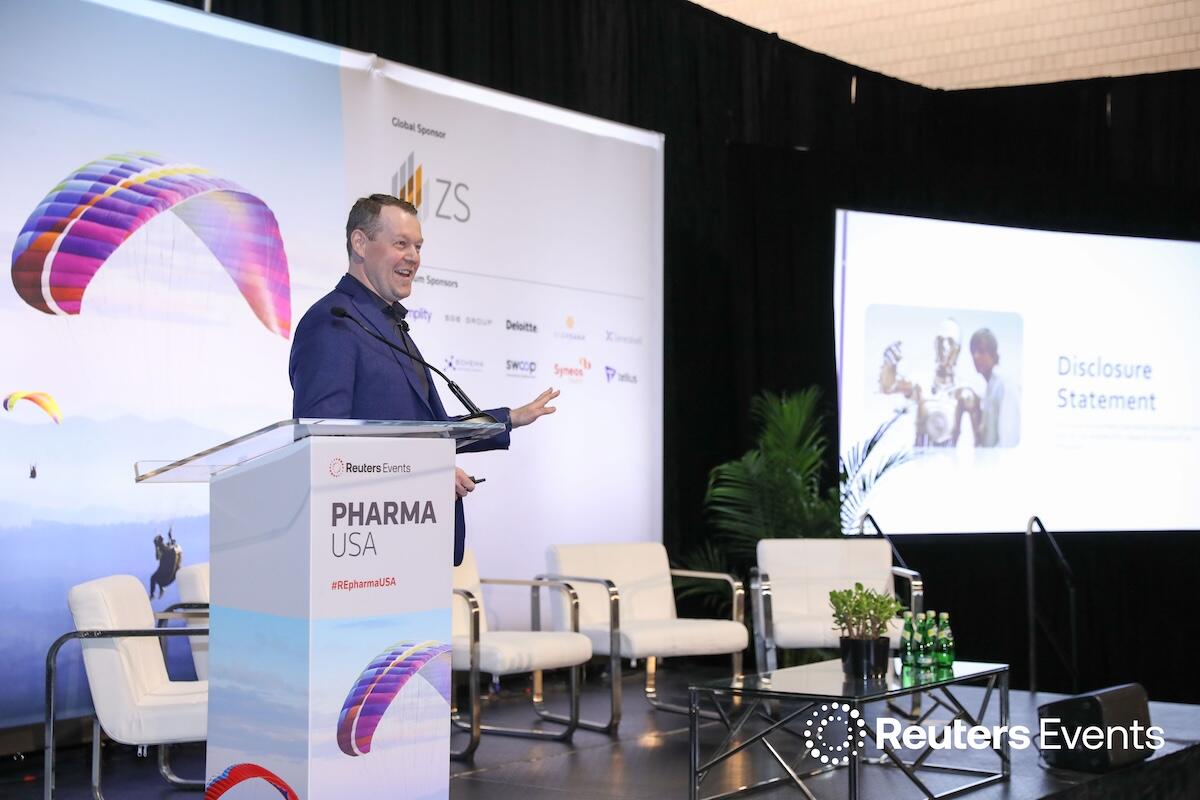 Speaker onstage at Pharma USA