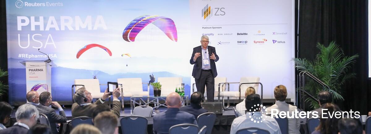 Speaker onstage at Pharma USA