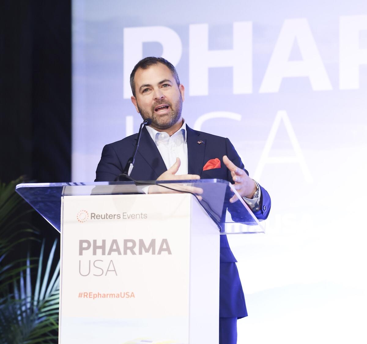 Speaker onstage at Pharma USA