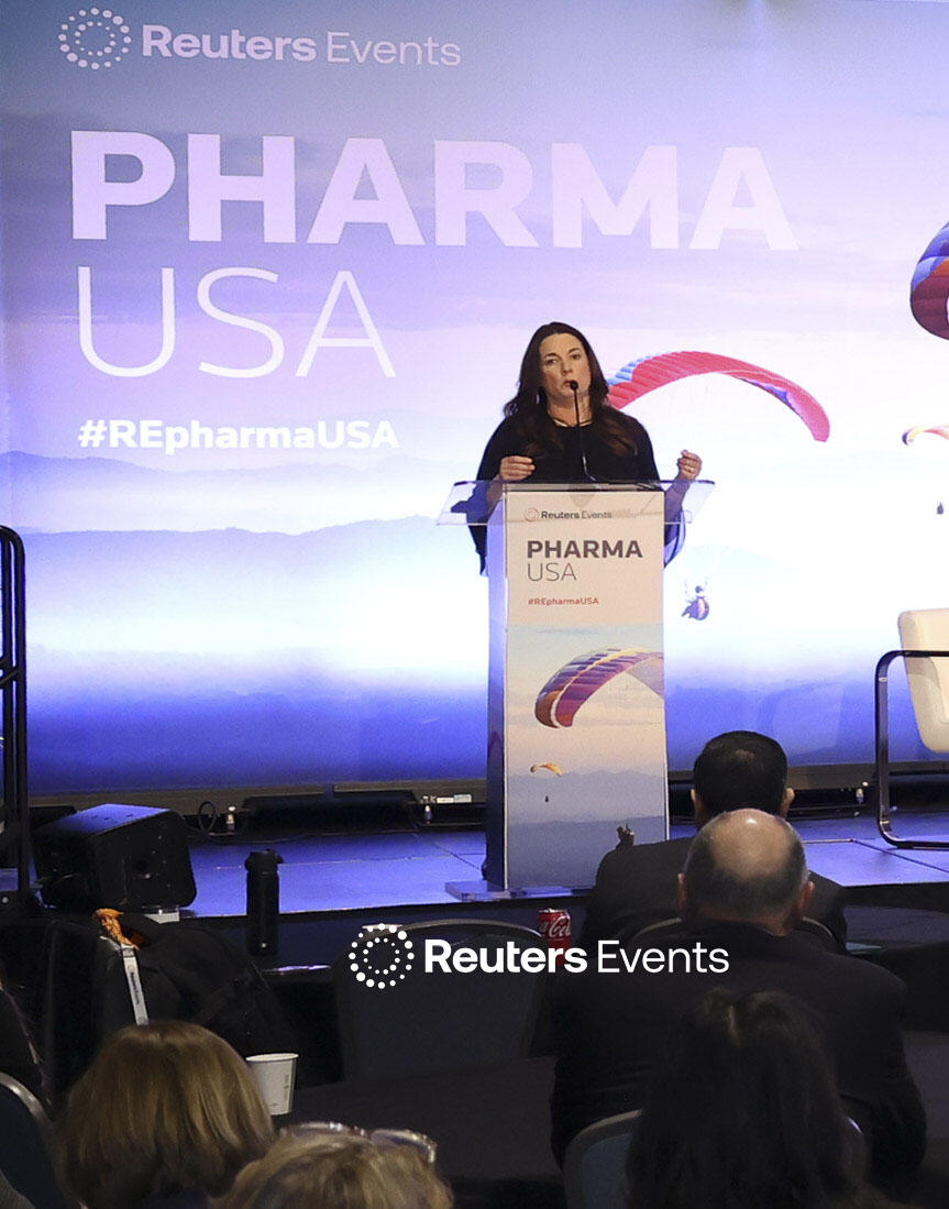 Speaker onstage at Pharma USA