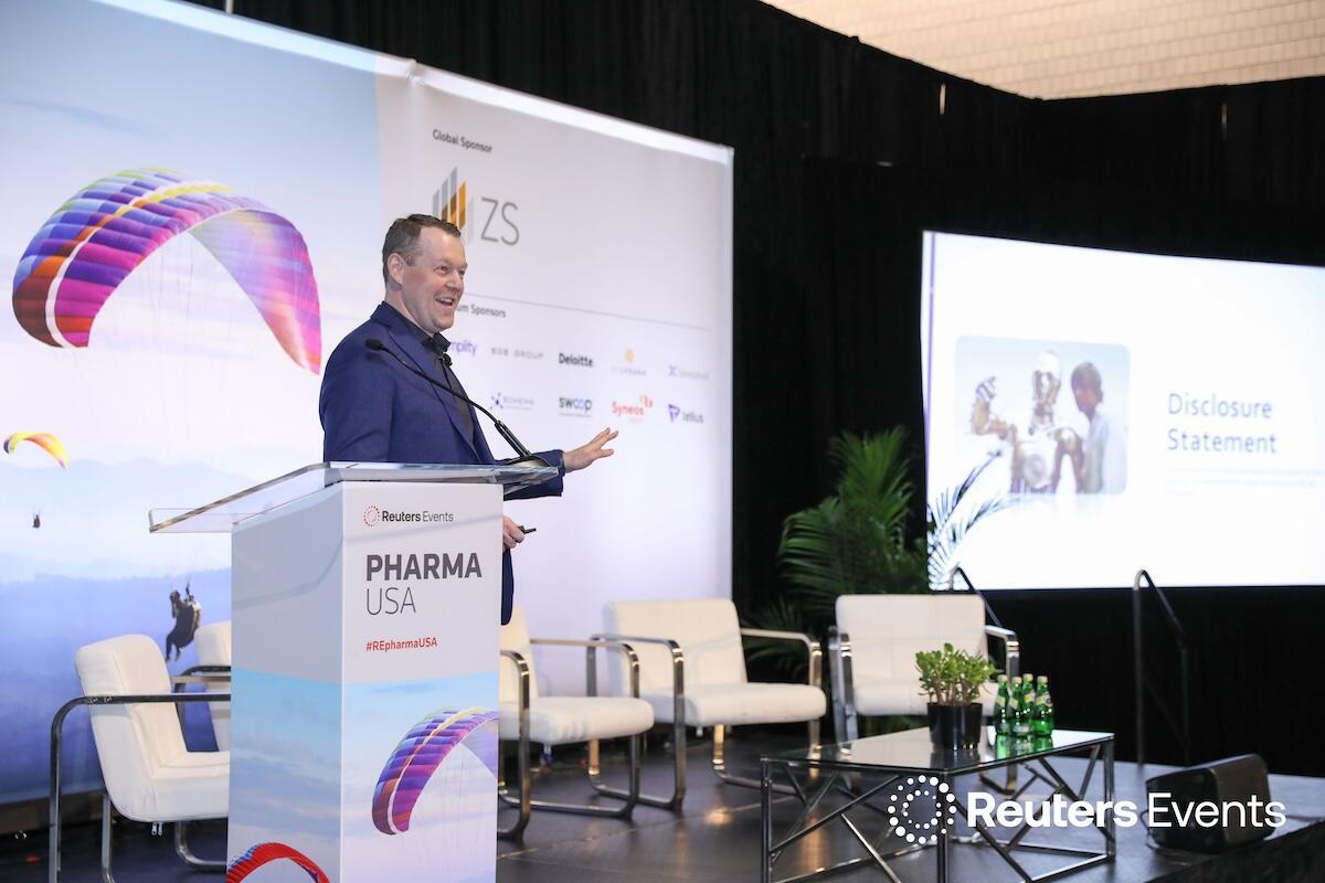 Speaker onstage at Pharma USA