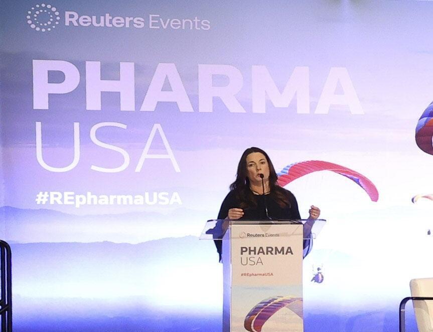 Speaker onstage at Pharma USA