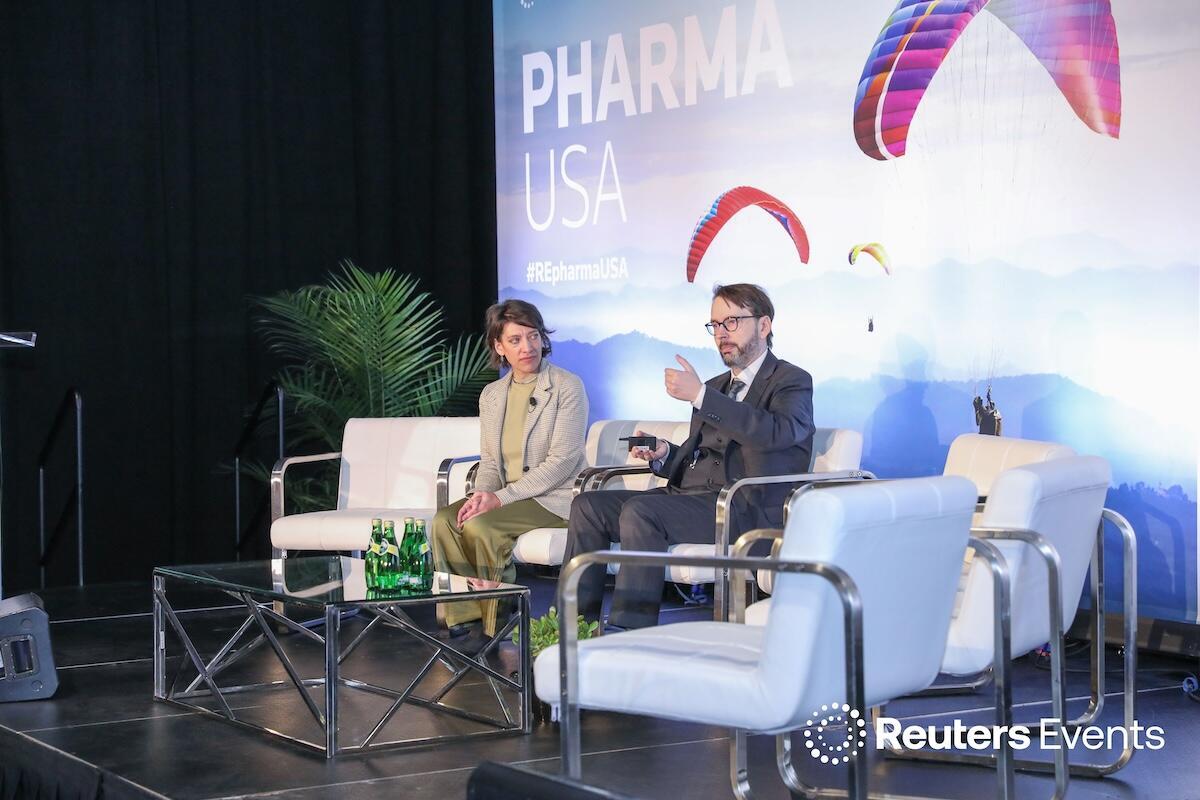2 panellists onstage at Pharma USA