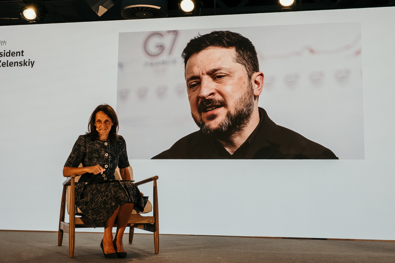 President Volodymyr Zelensky appearing via video link at a past Reuters NEXT event