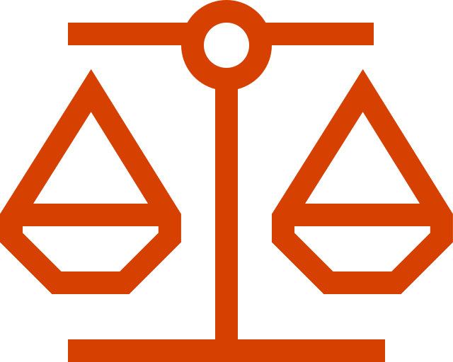 Icon of balanced scales representing fairness or legal balance