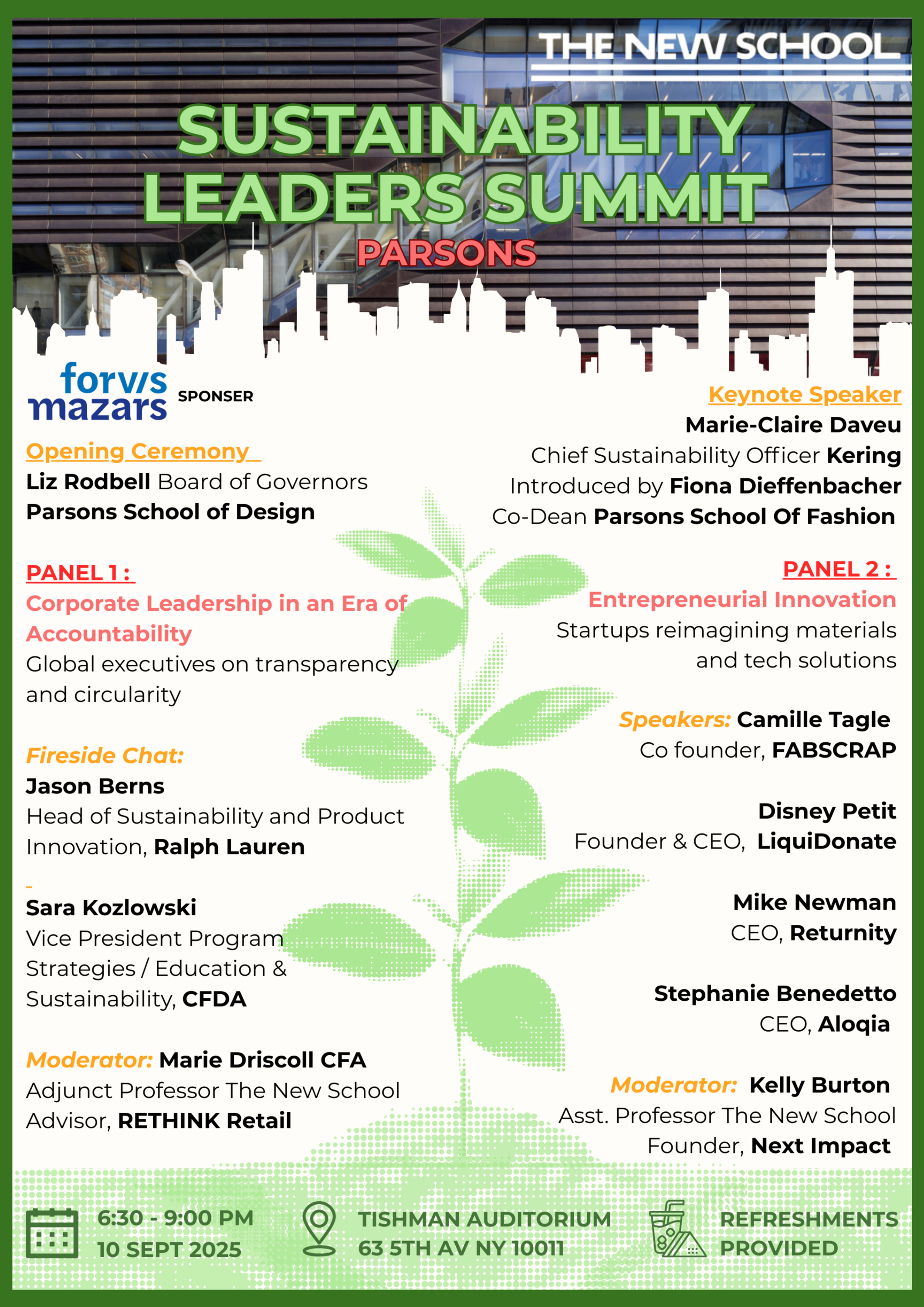 Sustainability Leaders Summit at Parsons