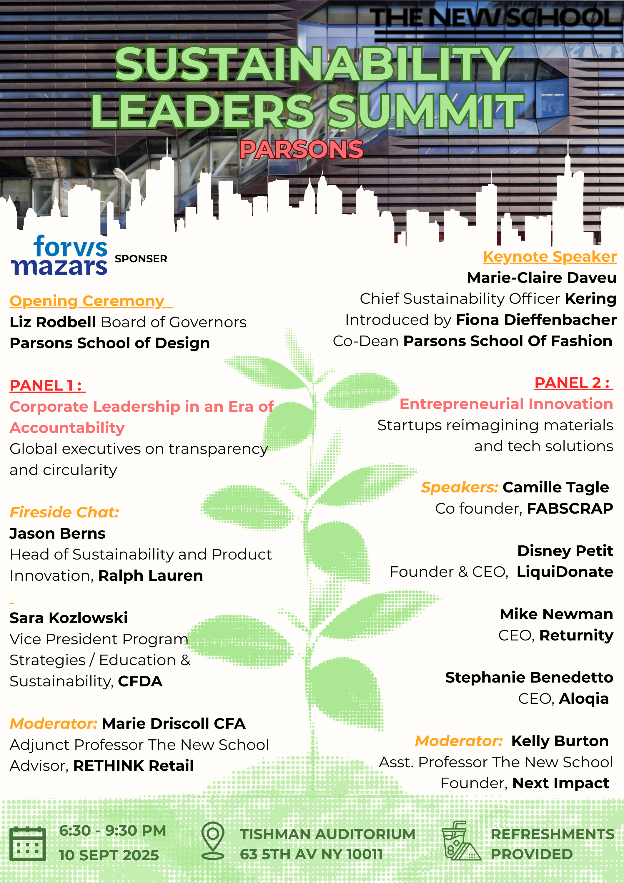 Sustainability Leaders Summit at Parsons