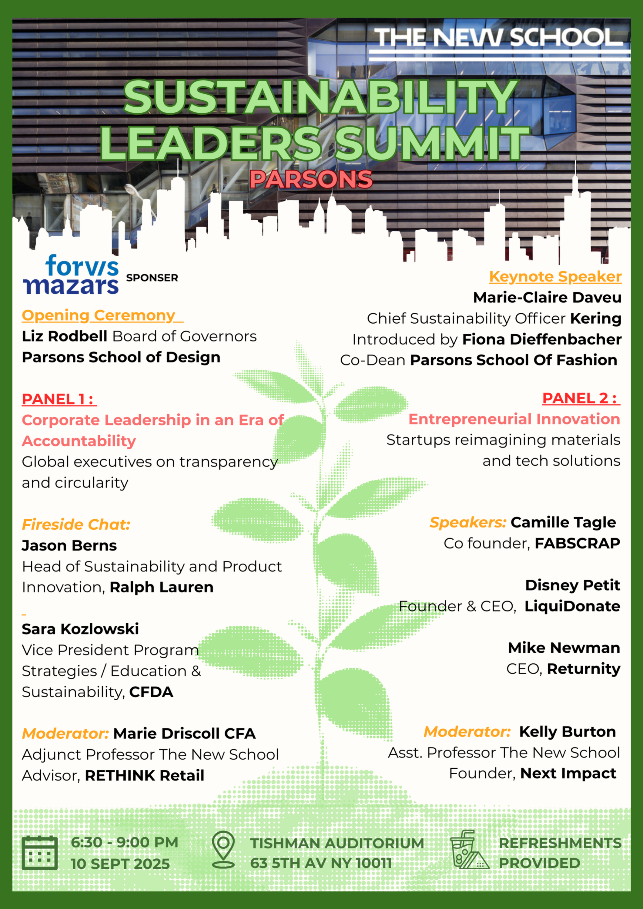 Sustainability Leaders Summit at Parsons