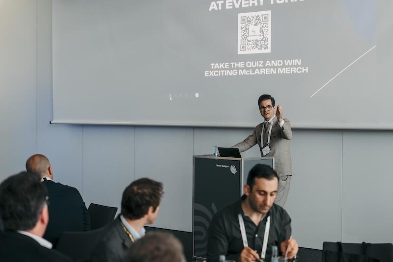 A speaker at a podium