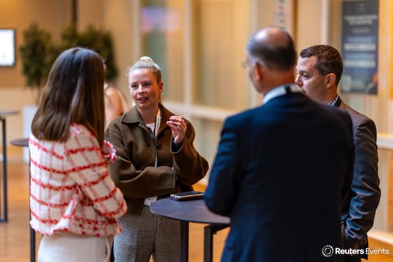 A group of people networking at a Transform Food & Agriculture event
