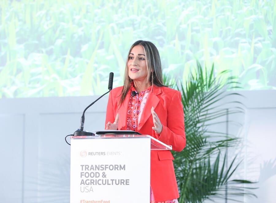 Speaker at the podium  at last years Transform Food & Agriculture USA
