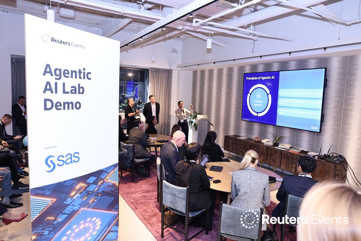 A photo of the AI Lab Demo at the Momentum AI Finance USA Event