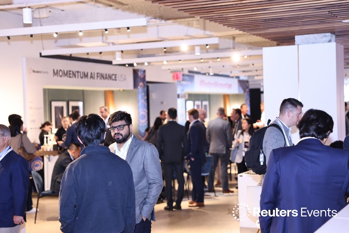 The newtorking event area  at the Momentum AI Finance USA Event