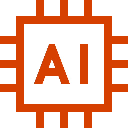 Icon of a brain with circuit lines, representing artificial intelligence or machine learning