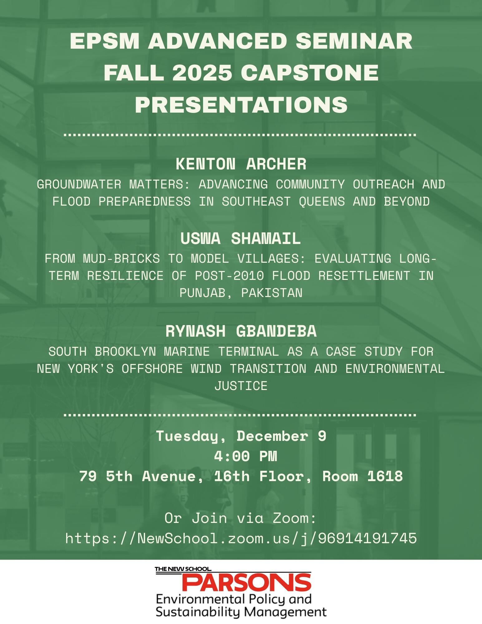 EPSM Advanced Seminar Fall 2025 Capstone Presentations