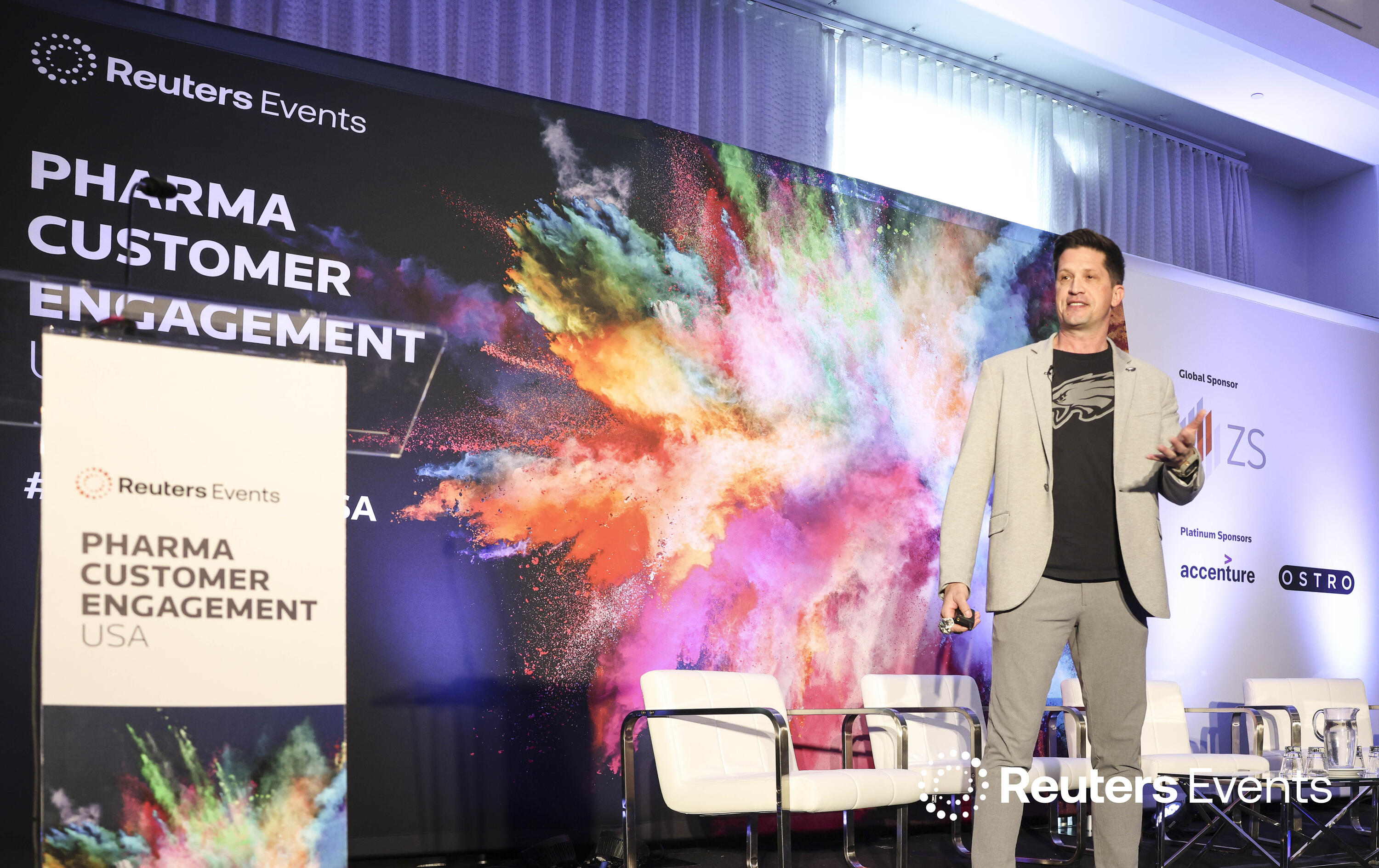 A speaker on stage at one of our events