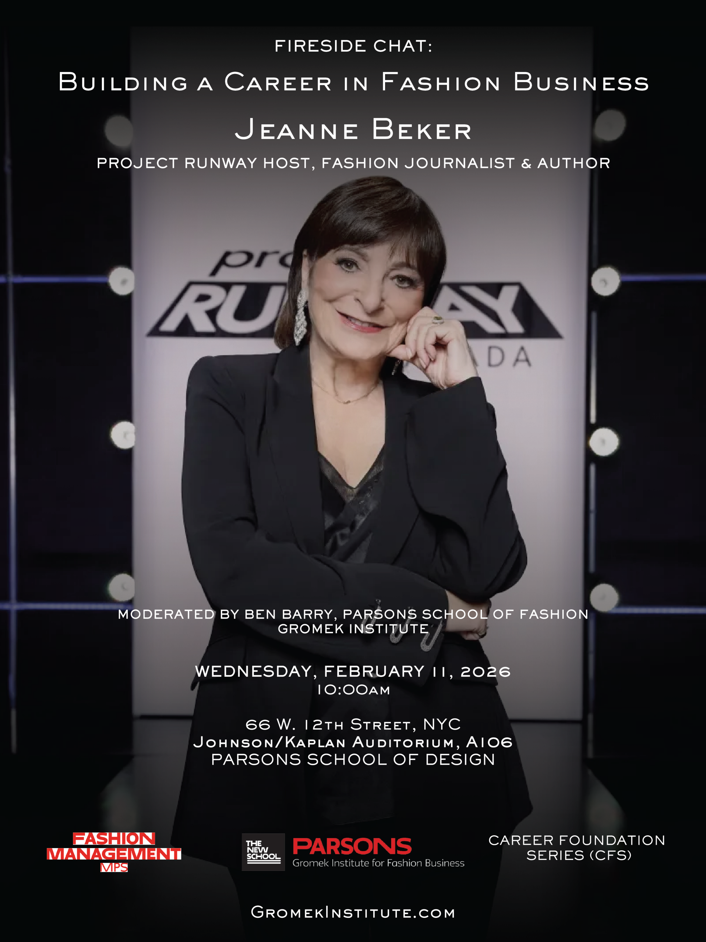 Building a Career in Fashion Business: Project Runway's Jeanne Beker Fireside Chat, co-presented by Gromek Institute