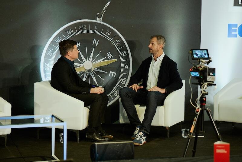 A discussion with Liam Dowd and another on stage