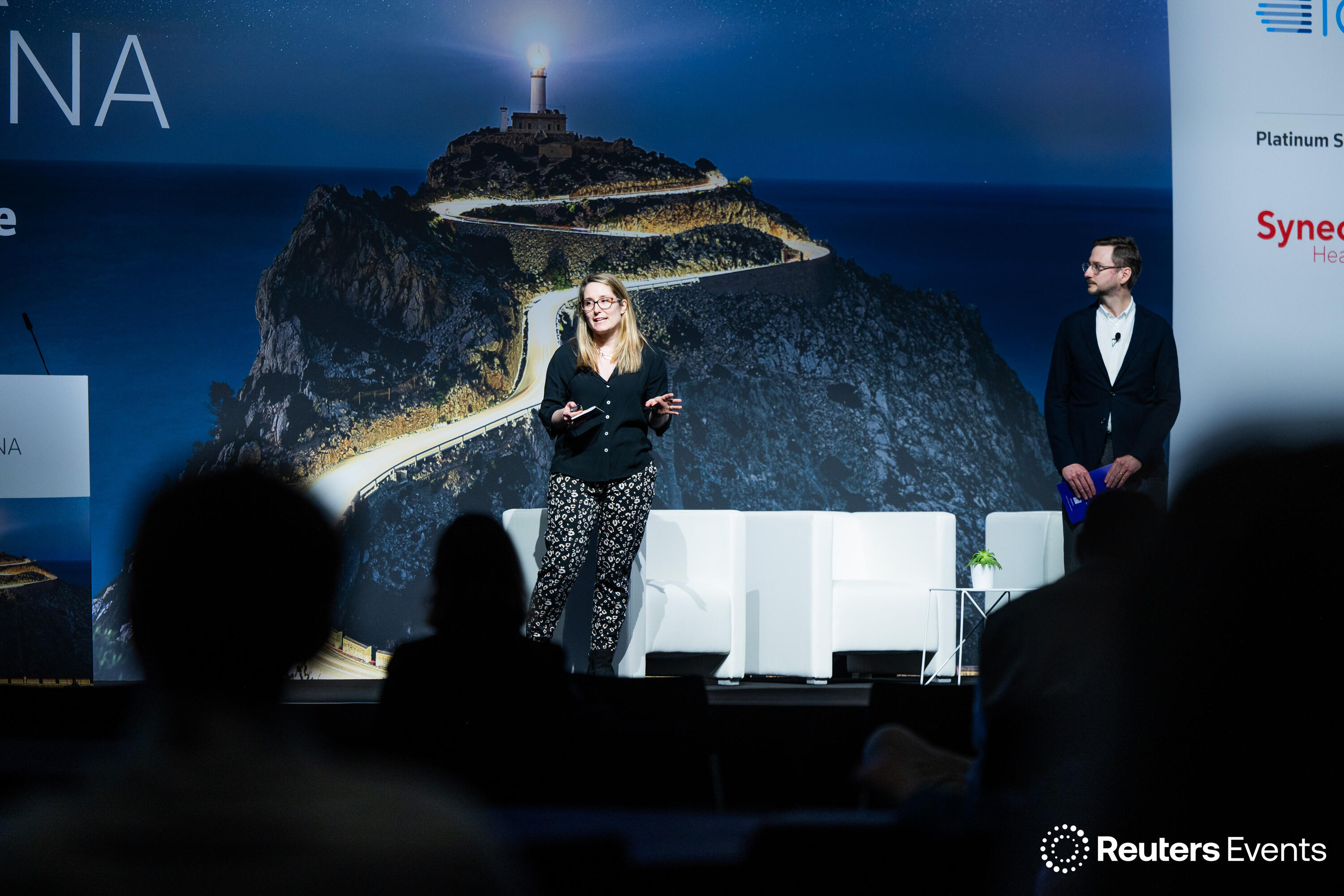 Two speakers on stage at Pharma Europe