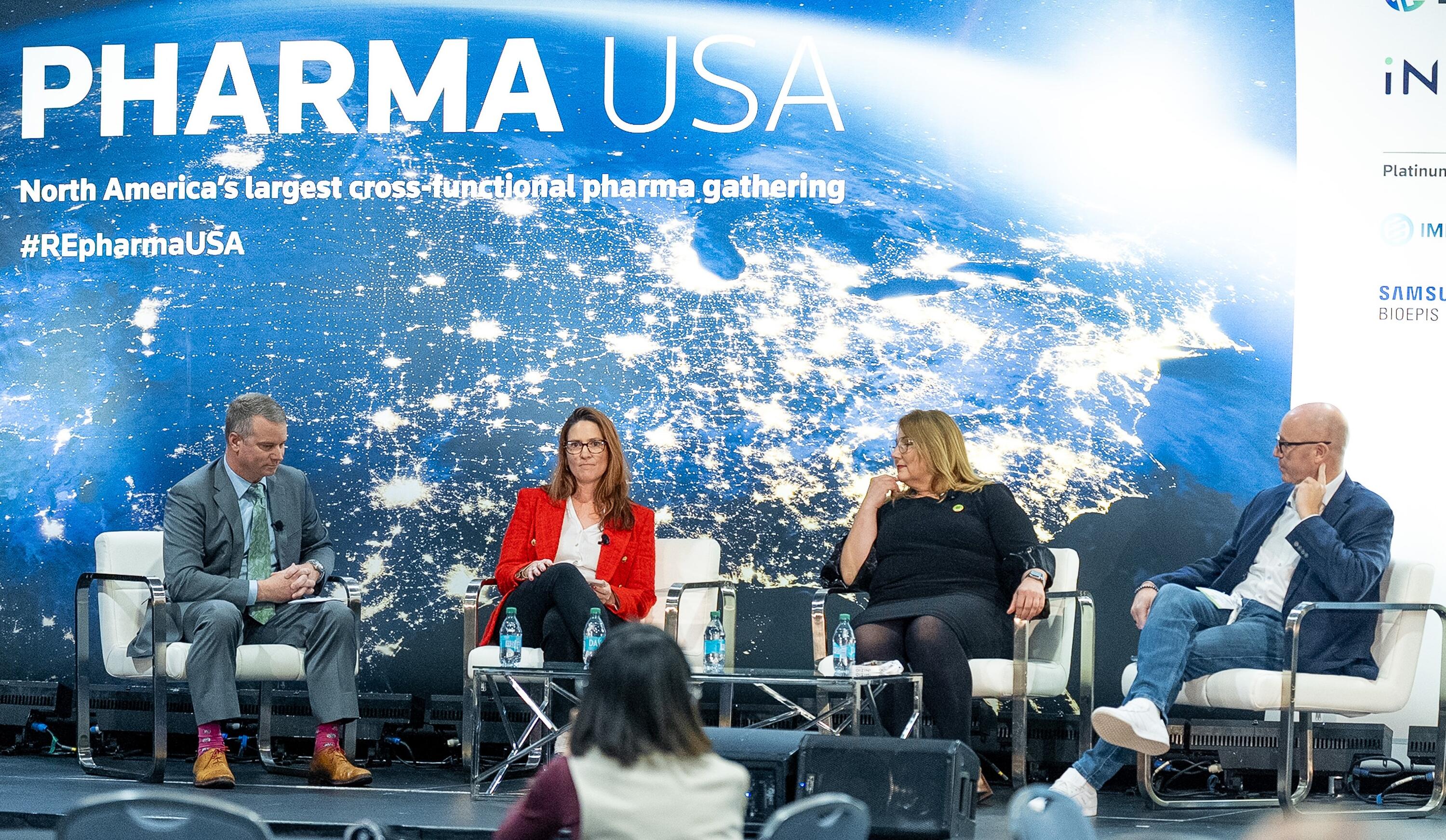 Four speakers on stage at Pharma Europe