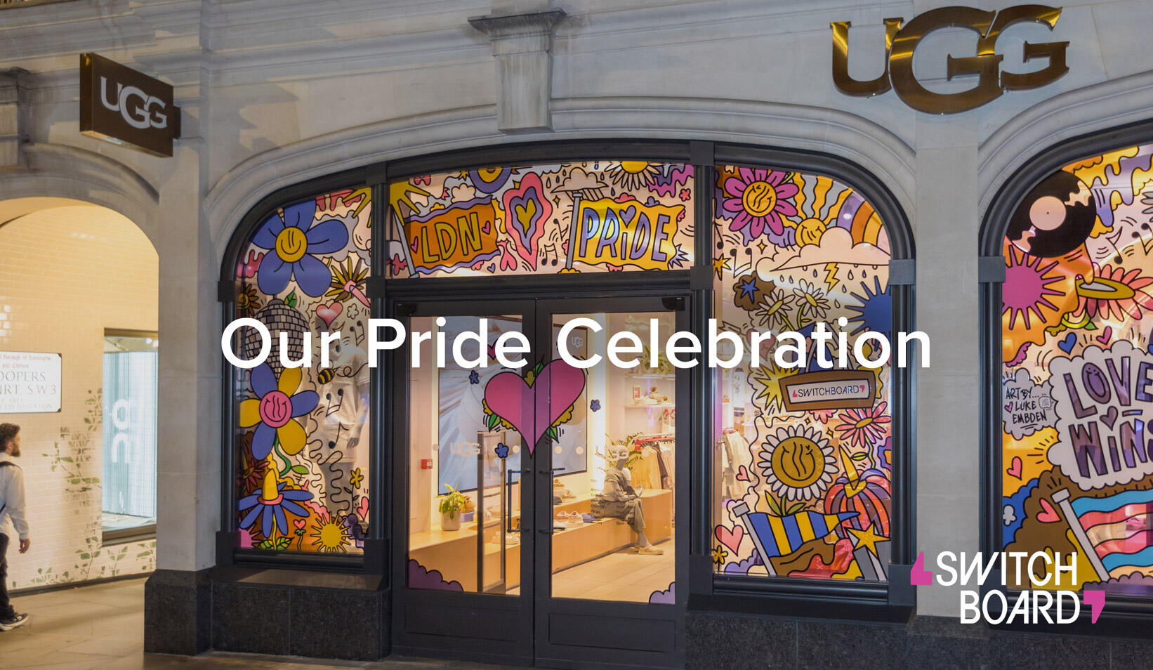 Image of UGG Knightsbridge store window for Pride celebrations