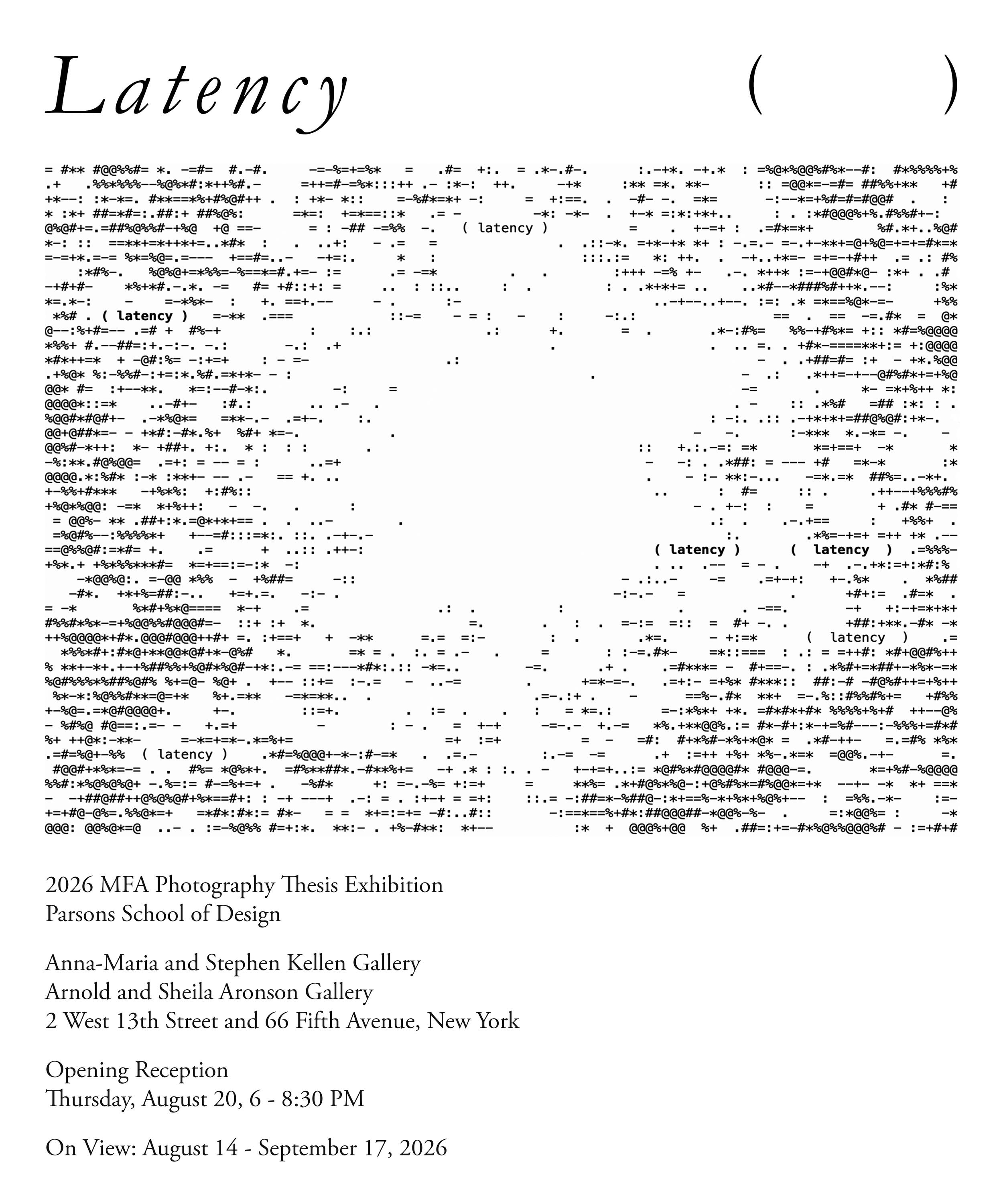 MFA Photography 2026 Thesis Exhibition